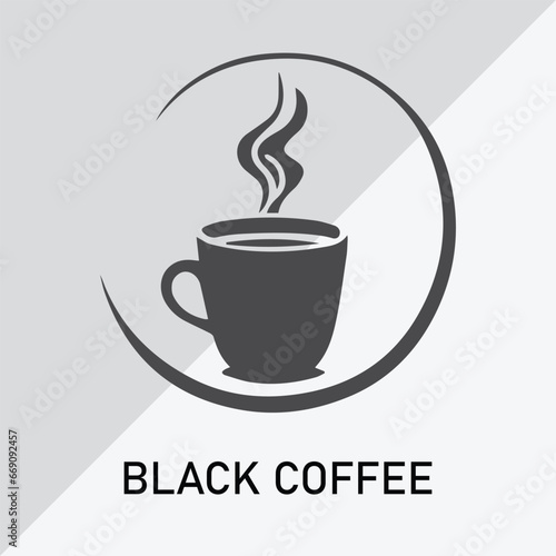 Coffee Logo simple low background black a white  