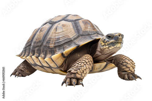 full body turtle isolated on a transparent background, isolated close up box turtle. Generative AI