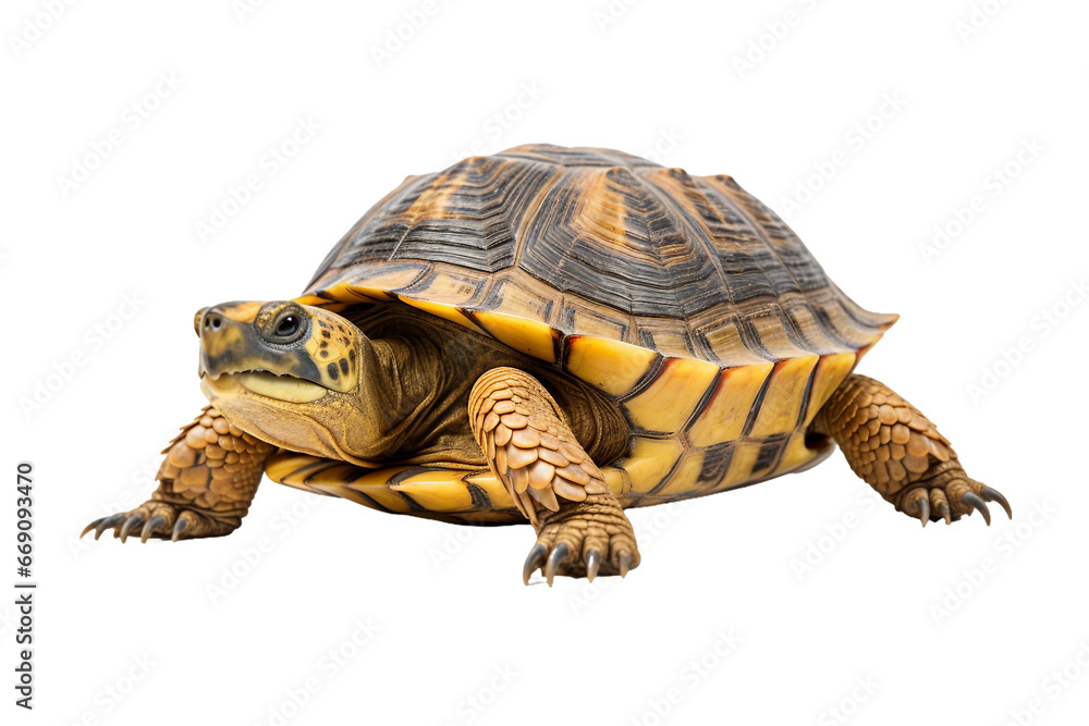 Obraz premium full body turtle isolated on a transparent background, isolated close up box turtle. Generative AI