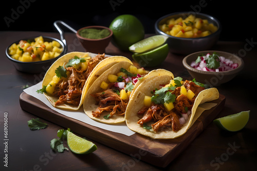 Al pastor pork tacos with pineapple and lime