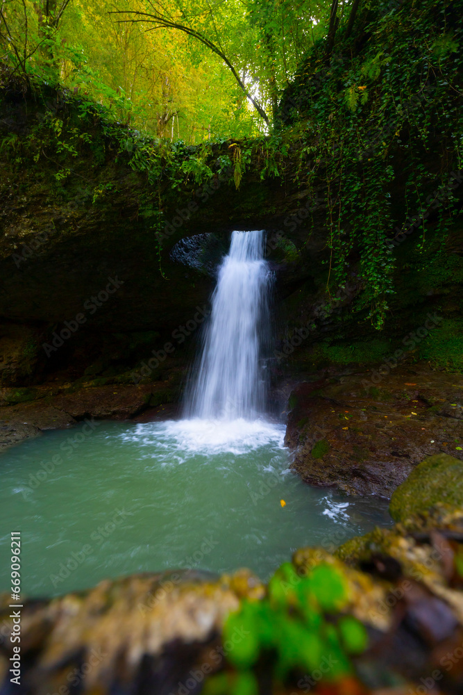 Deliklikaya Waterfall is a wonderful waterfall formed by water flowing through the rock. Deliklikaya Waterfall is a wonderful waterfall formed by water flowing through the rock.