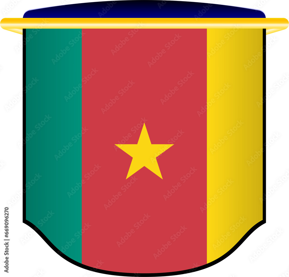  Cameroon Flag Shield Shape