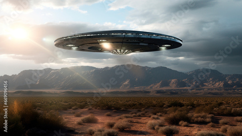 a real photo of a recorded UFO in the sky  a photo of classified documents. Generative AI