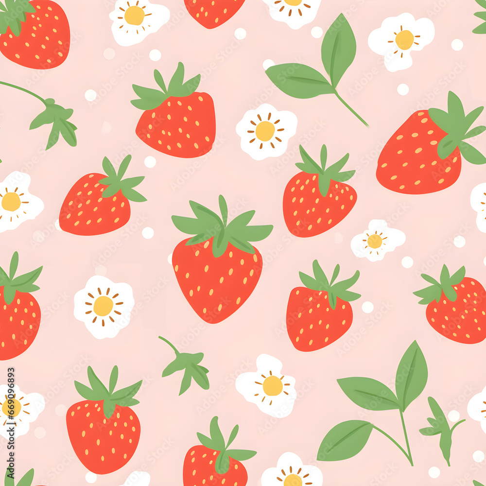 Strawberry pattern, fruits, beautiful, colorful, seamless, background Strawberry pattern, fruits, beautiful, colorful, seamless, background