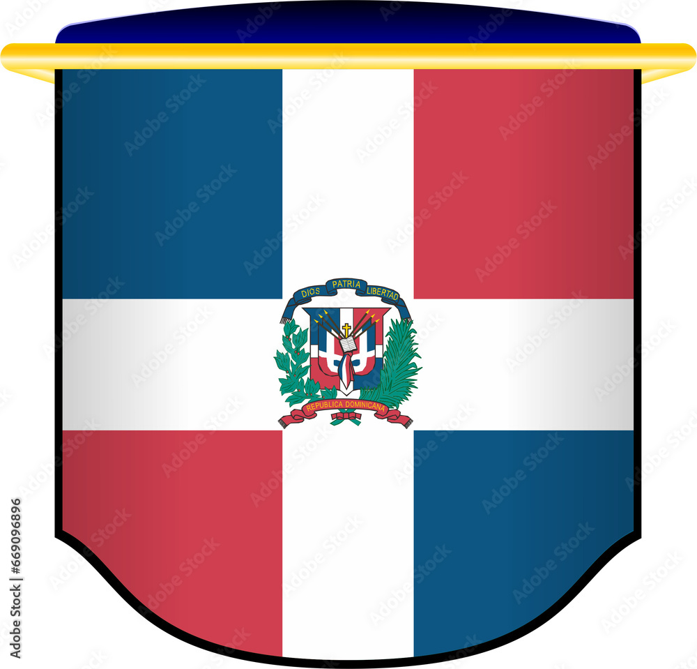 Obraz premium Dominica Republic Flag Shield Shape