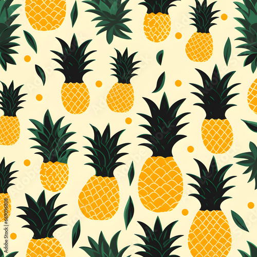 Pineapple pattern, fruits, beautiful, colorful, seamless, background