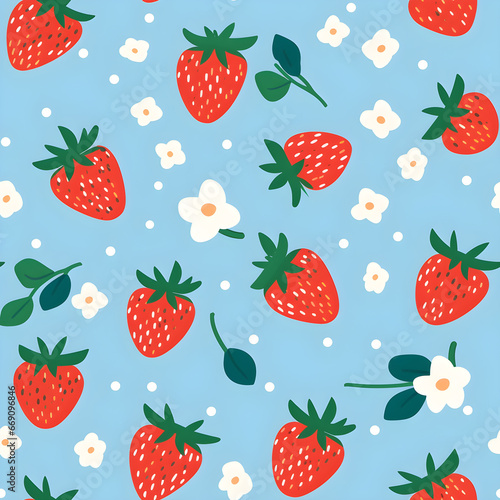 Strawberry pattern, fruits, beautiful, colorful, seamless, background