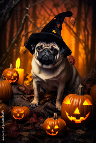 Halloween Pug Portrait  © LadyAI