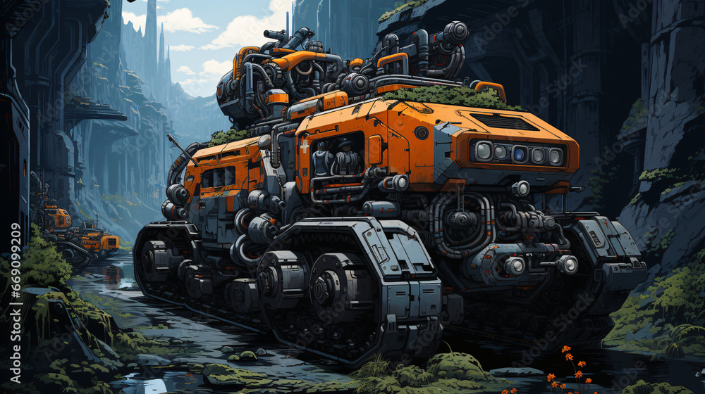 futuristic tractor, heavy machinery futuristic tractor, heavy machinery