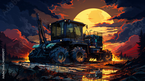 futuristic tractor, heavy machinery