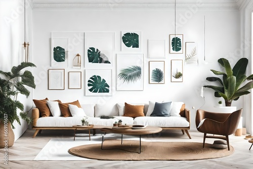 modern living room with furniture and beautiful frames © Zoraiz