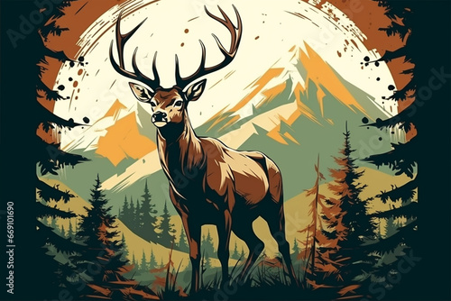 Illustration of a young wild deer