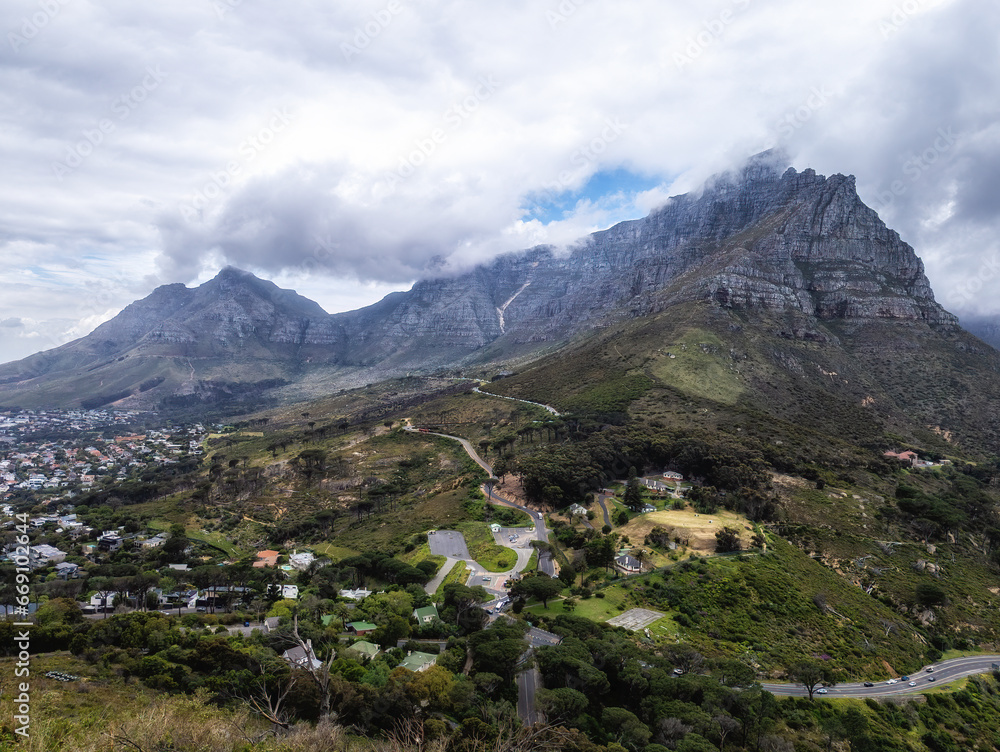 Table Mountain covered by clouds, Cape Town, South Africa Table Mountain covered by clouds, Cape Town, South Africa