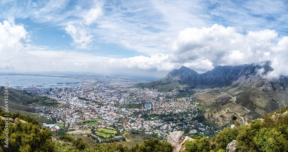 Aerial view of Cape Town from Lions Head.