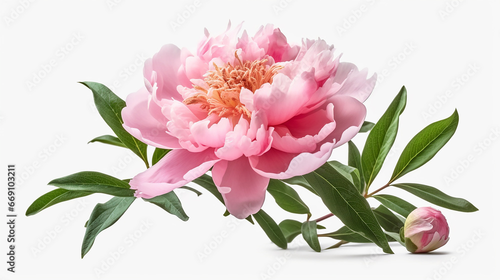 pink peony isolate on white