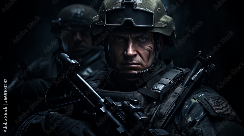 soldier from special task force GSG9, copy space, 16:9 soldier from special task force GSG9, copy space, 16:9