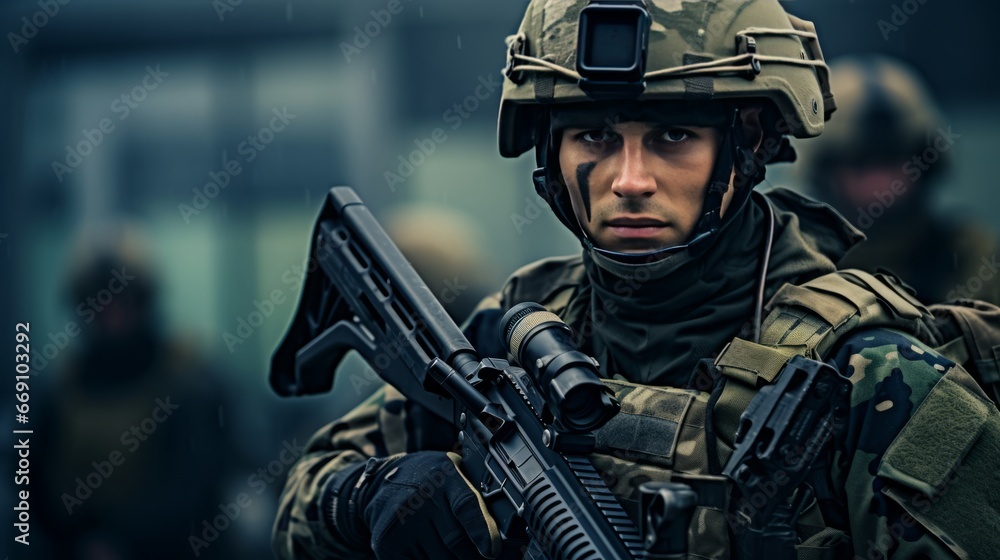 soldier from special task force GSG9, copy space, 16:9 soldier from special task force GSG9, copy space, 16:9