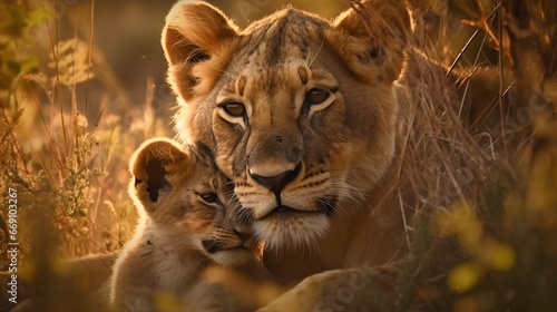 Predator´s love. Lioness and cub in the Kruger NP