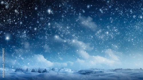 Snowfall: Winter Sky with Falling Snow. Festive and Wintry Scene of Snowflakes in the Cold, Snowy Sky