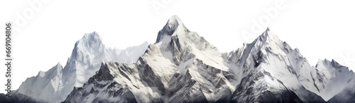 Majestic mountain peaks with snow-capped summits, cut out