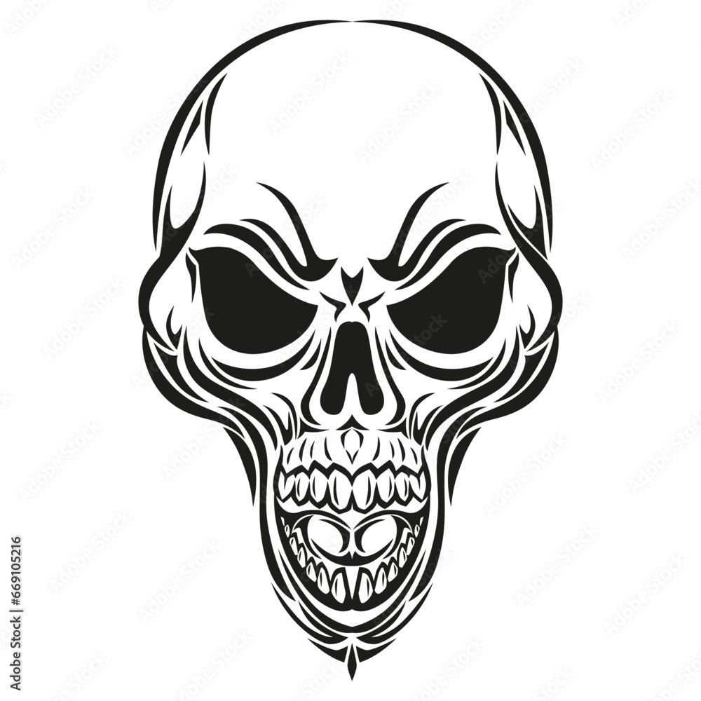 Skull head black and white line art drawing on white background. vector stock illustration eps10. Skull head black and white line art drawing on white background. vector stock illustration eps10.