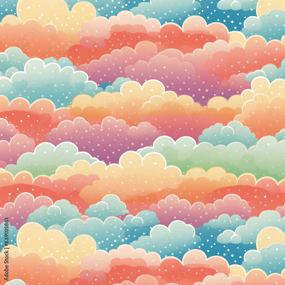 Rainbow clouds pattern background template