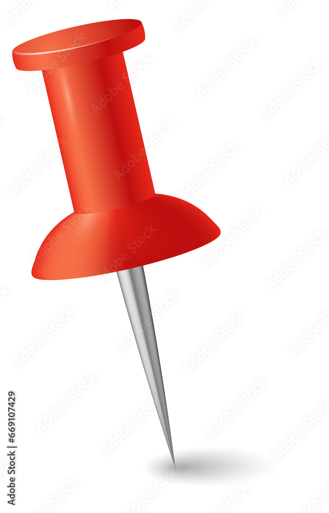 Red plastic thumb tack. Realistic push pin Red plastic thumb tack. Realistic push pin