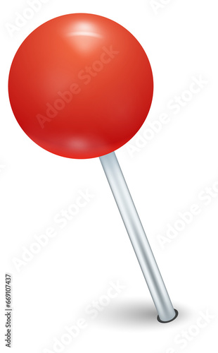 Round head pin mockup. Red pearl fastener