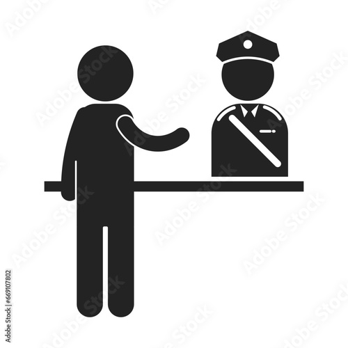 Isolated pictogram icon of security check in, for visitor management system or VMS, airport, office, building entry photo