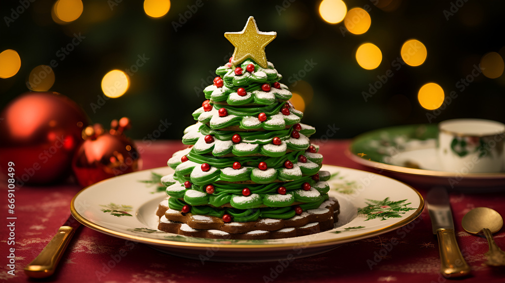 Christmas cake in the shape of a Christmas tree Christmas cake in the shape of a Christmas tree