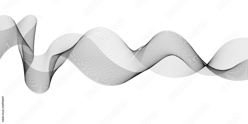 Fototapeta premium White and grey wave line background. Abstract wavy curve line background.