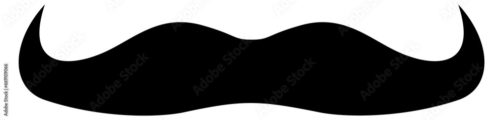 Elegant black moustaches. Curly hairstyle. Barber symbol