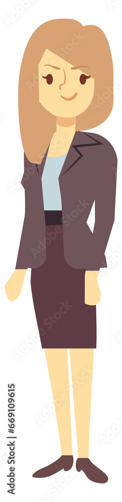 Business woman in suit. Office female cartoon character Business woman in suit. Office female cartoon character