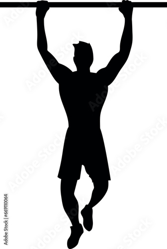 silhouette of a person doing pullups vector file