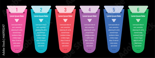 business infographic template. six option informational templates. magazine, internet, annual report, web infographic template