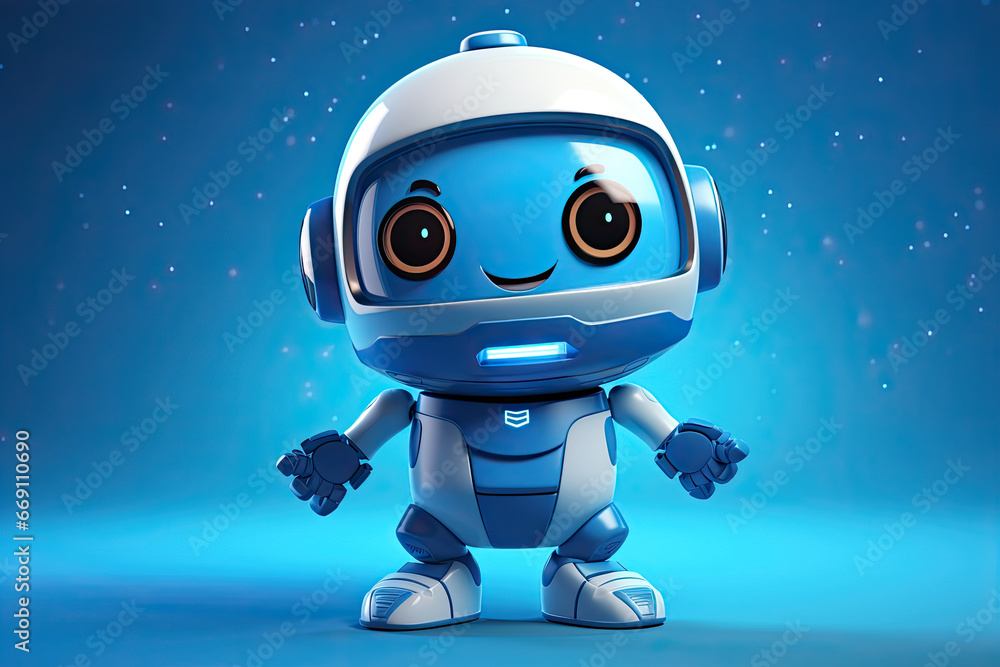 Cute 3d robot cartoon character