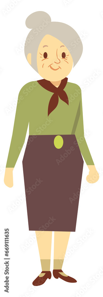 Senior woman character. Old person with happy smile Senior woman character. Old person with happy smile