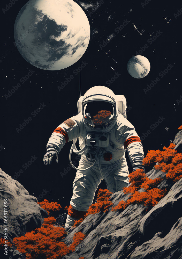 Stellar Odyssey: A 1970's Style Abstract Space Movie Poster, Capturing Galactic Adventure Through Vintage Aesthetics and Modern AI Imagination, Crafted by Generative AI Stellar Odyssey: A 1970's Style Abstract Space Movie Poster, Capturing Galactic Adventure Through Vintage Aesthetics and Modern AI Imagination, Crafted by Generative AI