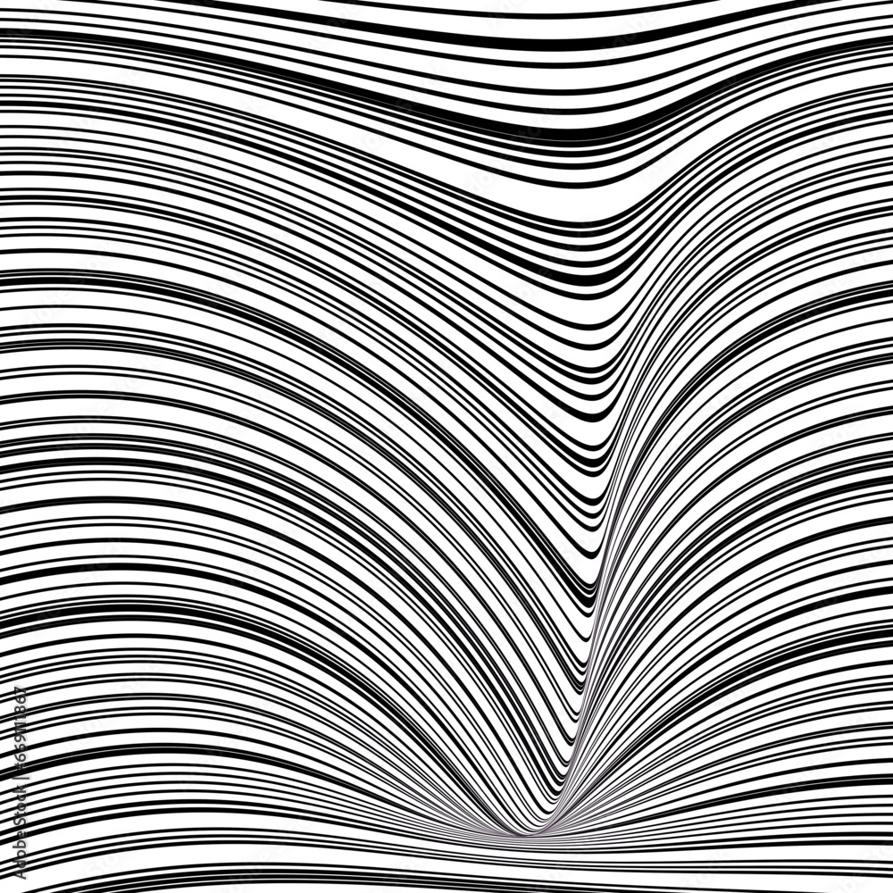 Naklejka premium black and white lines curved for background