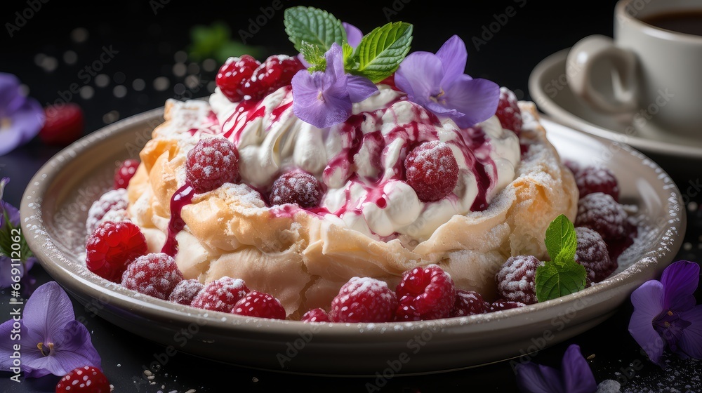 Strawberry and Raspberry cream sponge cake.