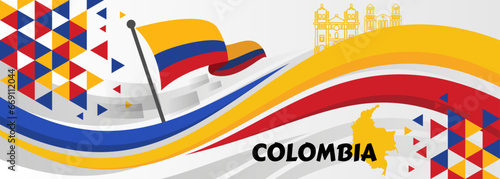 Colombia Independence Day Vector Illustration with Waving Flag in National Holiday Celebration Flat Cartoon Hand Drawn Landing Page Templates