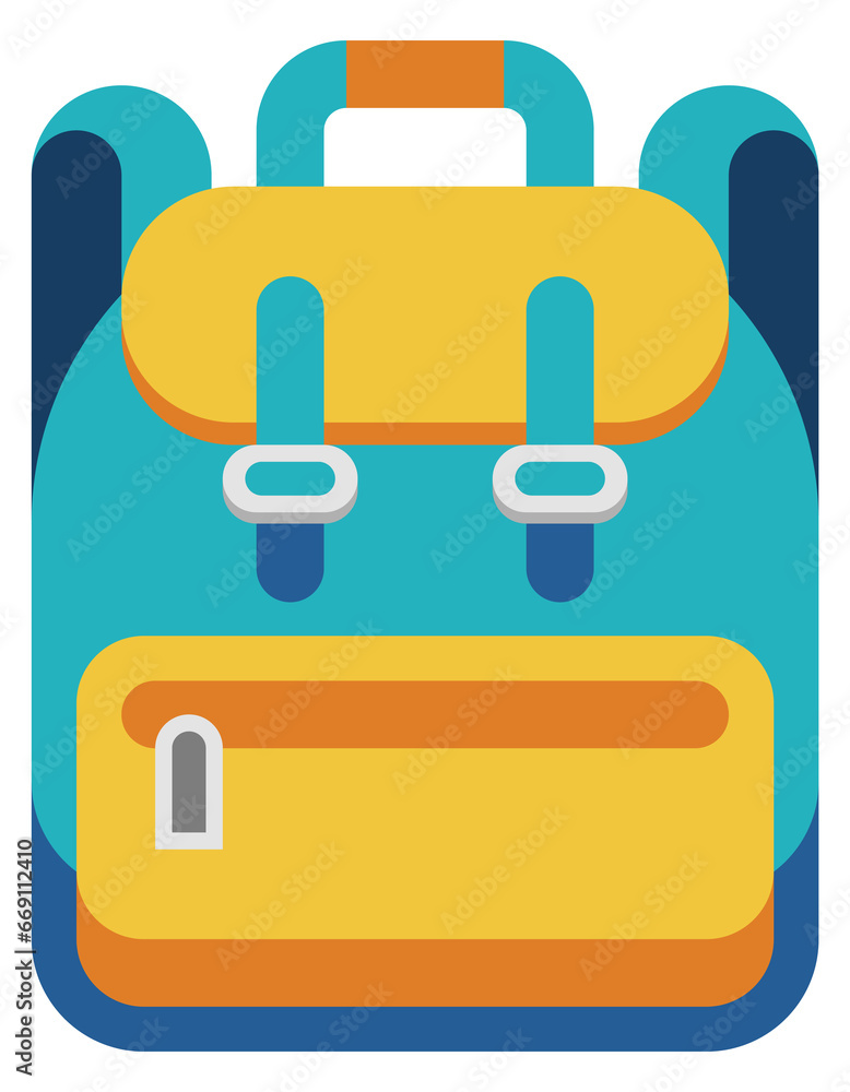 School bag icon. Flat color backpack symbol School bag icon. Flat color backpack symbol