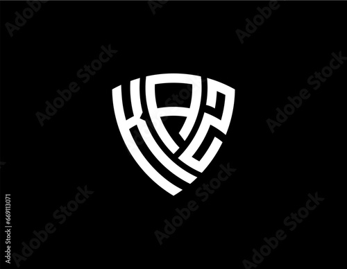 KAZ creative letter shield logo design vector icon illustration