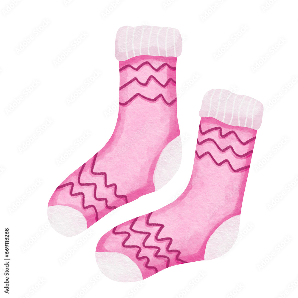 Winter socks elements watercolor hand drawn Winter socks elements watercolor hand drawn