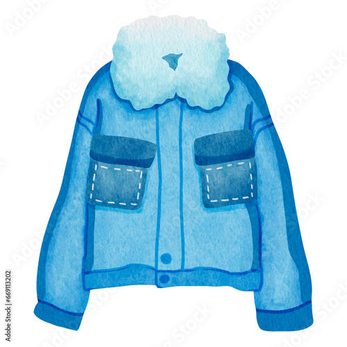 Winter coat elements watercolor hand drawn