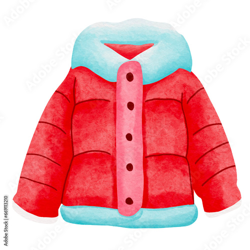 Winter coat elements watercolor hand drawn