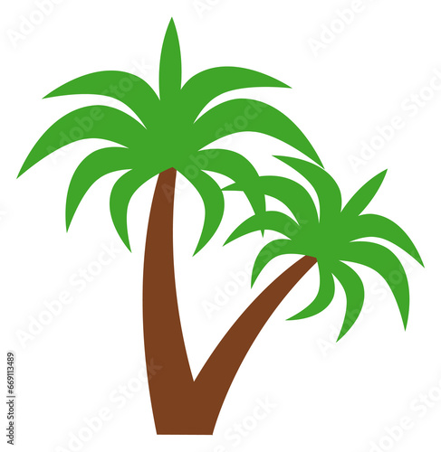 Palm color icon. Tropical forest tree symbol