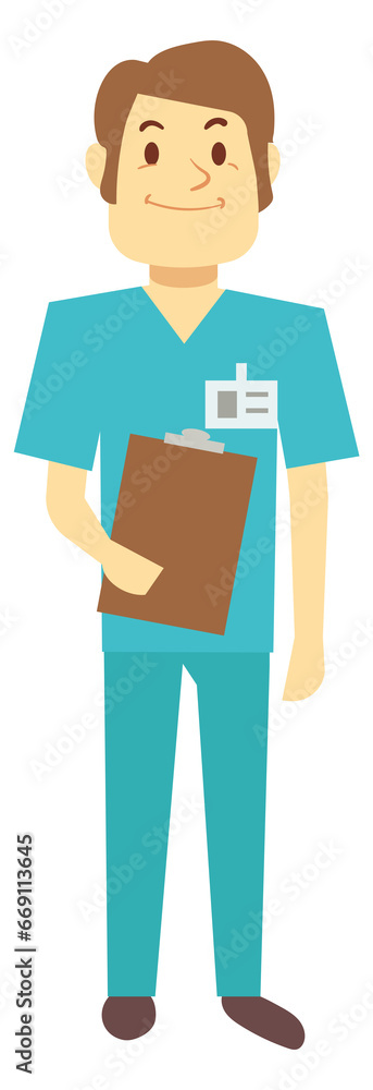Doctor hold patient history. Hospital worker character Doctor hold patient history. Hospital worker character