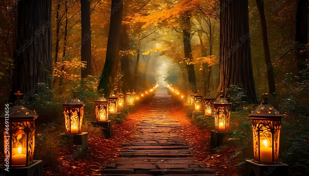 Autumn forest background 