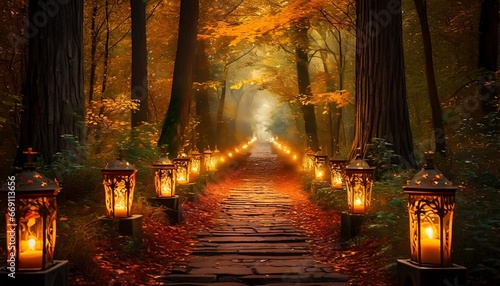 Autumn forest background 